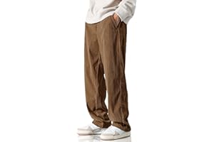 HOTake Men's Casual Corduroy Pants Elastic Waist Drawstring Baggy Sweatpants Loose Fit