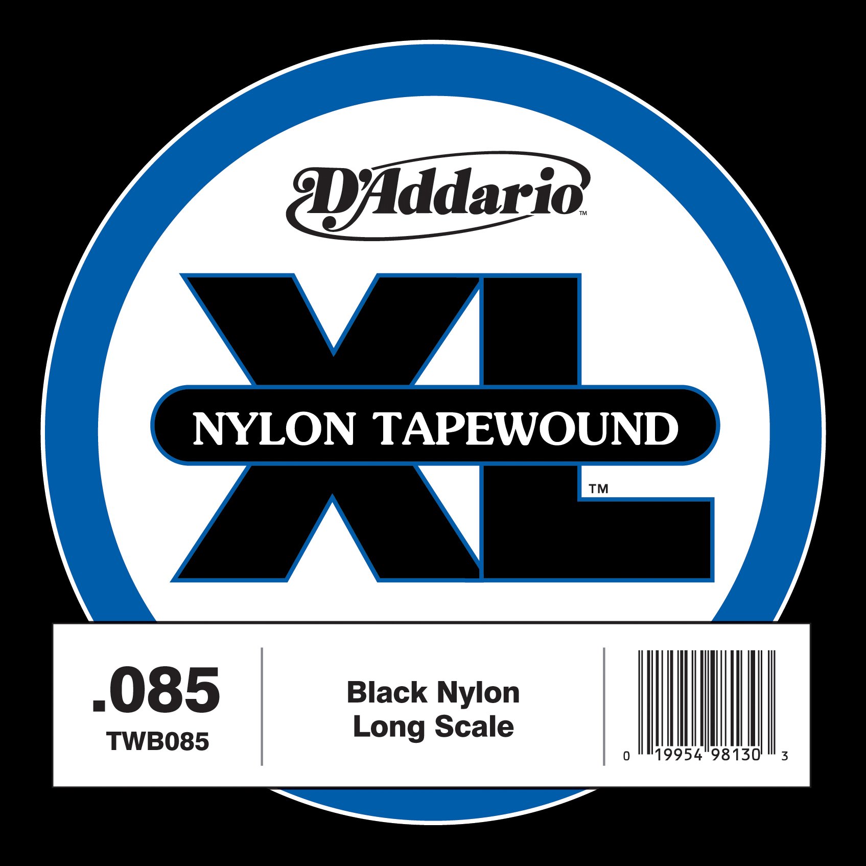 D'Addario TWB085S Nylon Tape Wound Bass Guitar Single String, .085