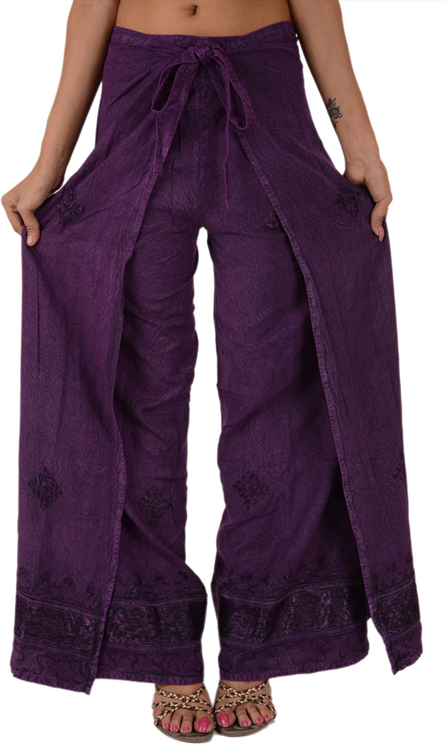 Skirts N Scarves Rayon Embroidered Aladdin Pant, Black, One Size at  Women’s Clothing store
