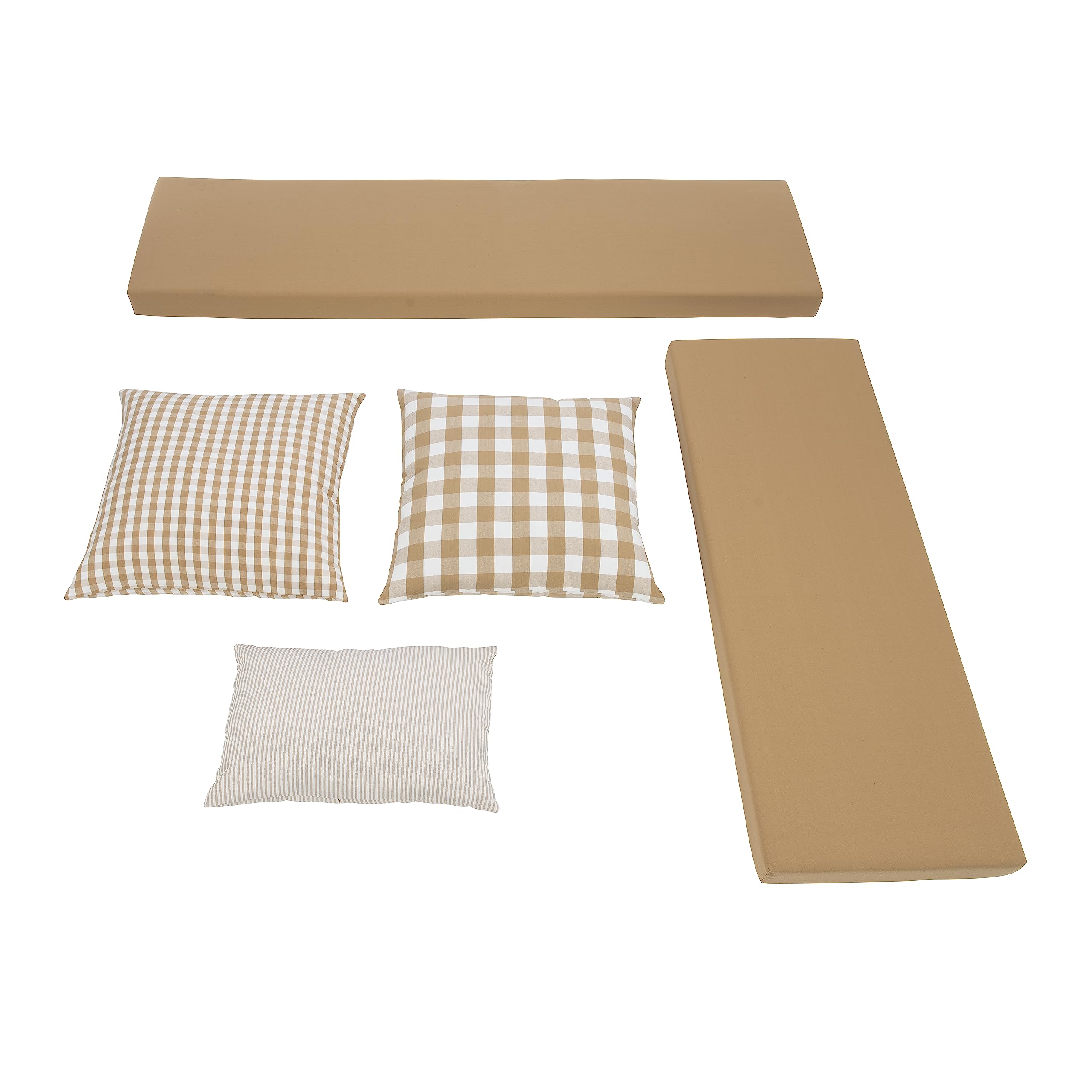 Photo 1 of Linon Harris Beige 2 Piece Nook Cushion Set with 3 Coordinating Accent Pillows Only Fits Harris Nook Collection