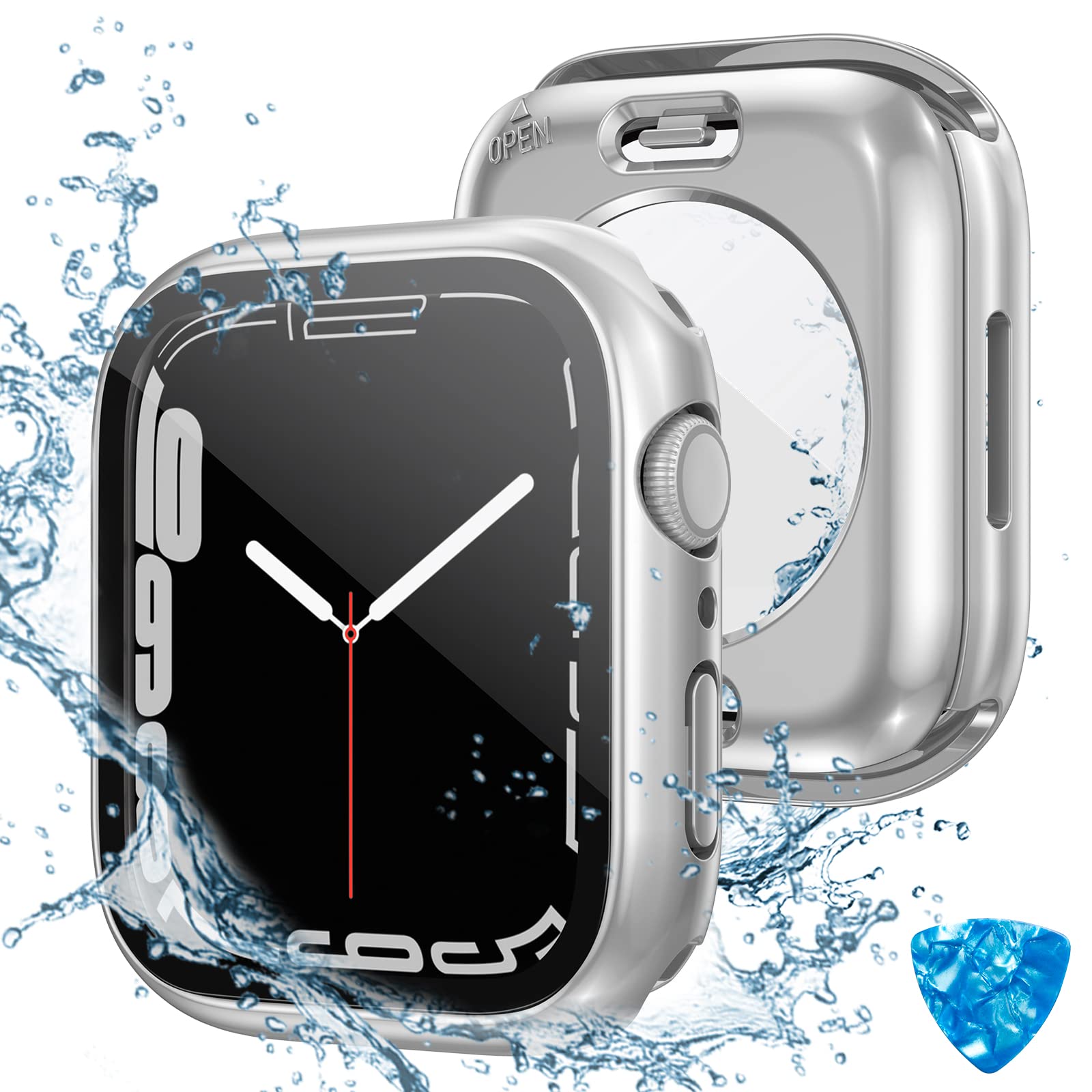 Photo 1 of Tensea (2 in 1) for Waterproof Apple Watch Screen Protector Case SE 2nd Generation SE Series 6 5 4 40mm Accessories, iWatch PC Face Cover Built-in Tempered Glass Film, Front and Back Bumper Women Men