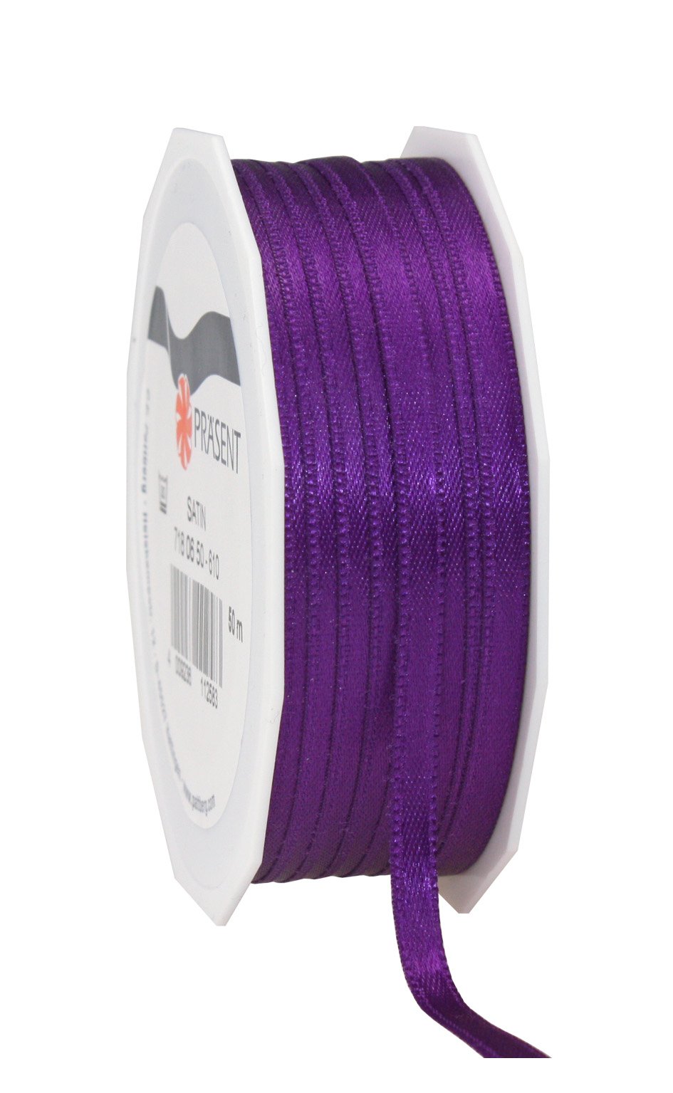 PRÄSENT C.E. Pattberg SATIN violet gift ribbon, 55 yards for Wrapping Gifts, 0.24 inches width, Ribbon for Decorating & Crafting, Decorative Ribbon for Gifts, for every occasion