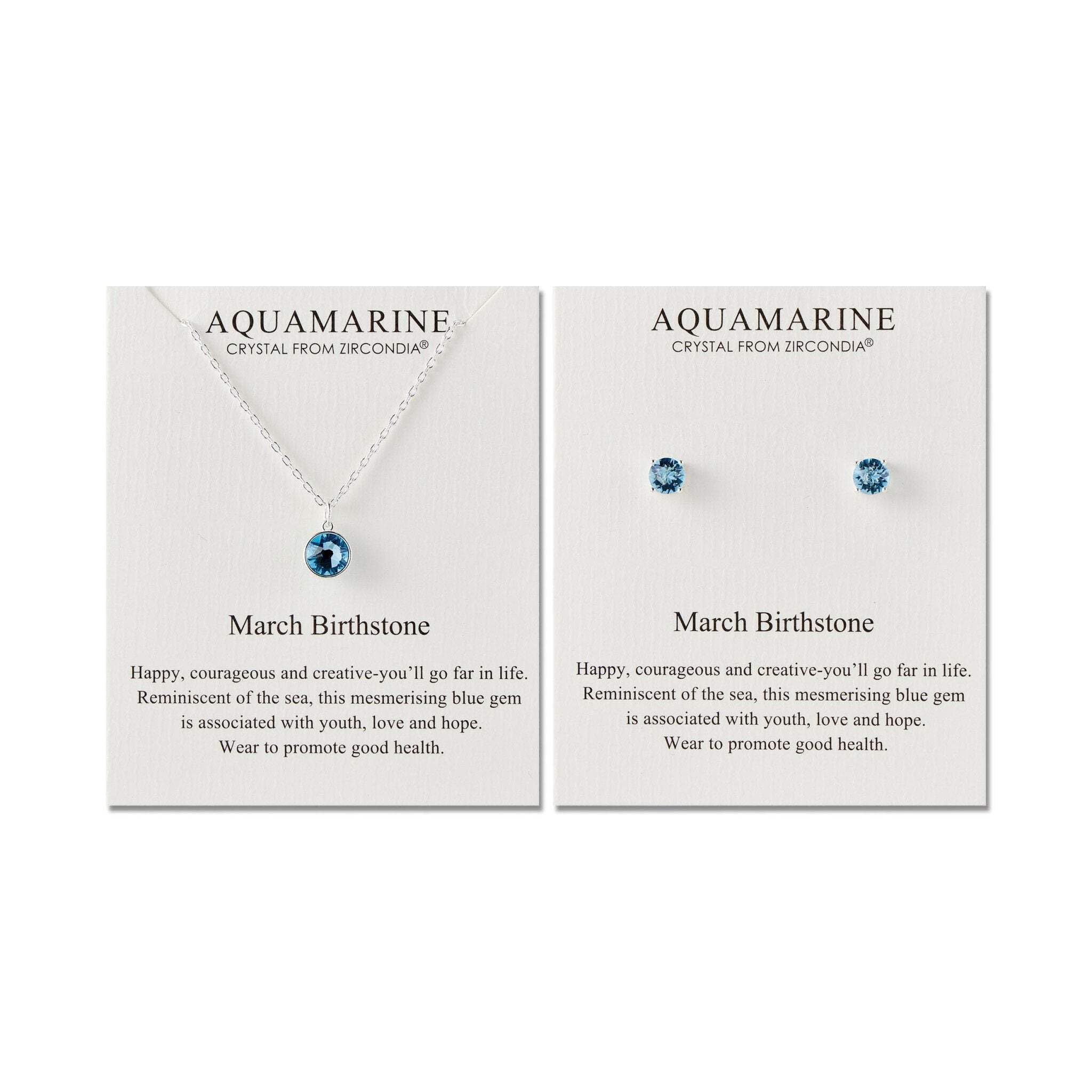 Philip Jones March (Aquamarine) Birthstone Necklace & Earrings Set Created with Zircondia® Crystals