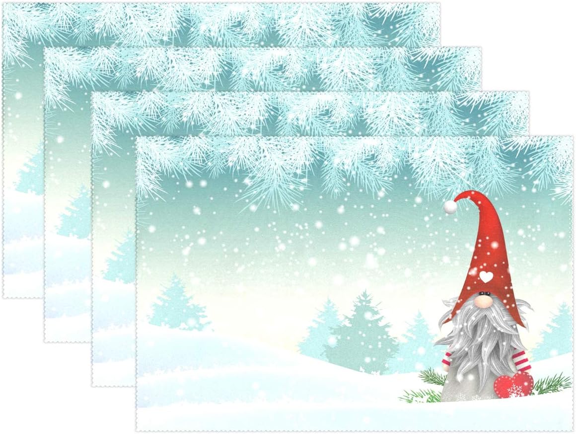 Christmas Gnome Tomte In Winter Placemats Table Mats Placemat Set of 8