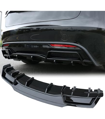 Black Rear Bumper Diffuser Kit With Extensions For 2017-2023 Tesla Model 3 12 thumbnail image