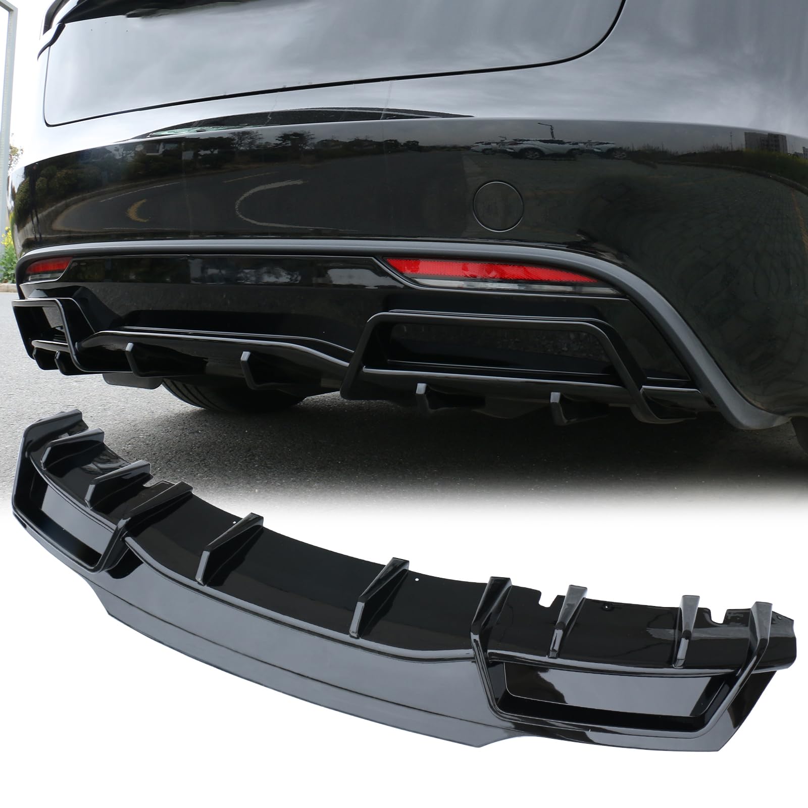 Photo 1 of Rear Diffuser for Tesla Model 3 2024 Gloss Black Rear Bumper Diffuser Lip
