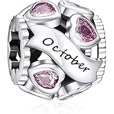 NINGAN Birthstone Charms 925 Sterling Silver Love Heart Openwork Bead for Charm Bracelets and Necklaces with 5A Cubic Zirconia, Birthday Mothers Day Jewelry Gifts Women
