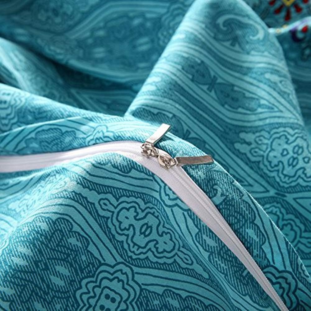 USTIDE 100% Cotton Duvet Cover Set 3 Piece, Brushed Cotton Bohemian Multicolor Print, King Size (230x220cm) Luxury Bedding - Image 5