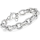 Ross-Simons Italian Sterling Silver Textured and Polished Multi-Link Bracelet