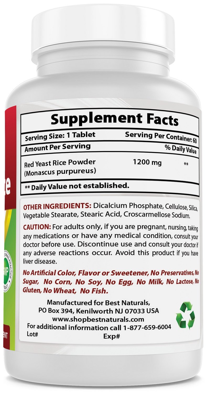 Best Naturals Red Yeast Rice 1200 Mg Tablet for Healthy Cholesterol