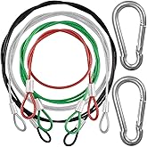 DanziX 4 Pack Safety Stainless Steel Tethers, Colorful Coated Lanyards for Action Camera Series Devices, 0.08 inch Diameter Cables, Protect Your Value - Red, Green, Silver, Black