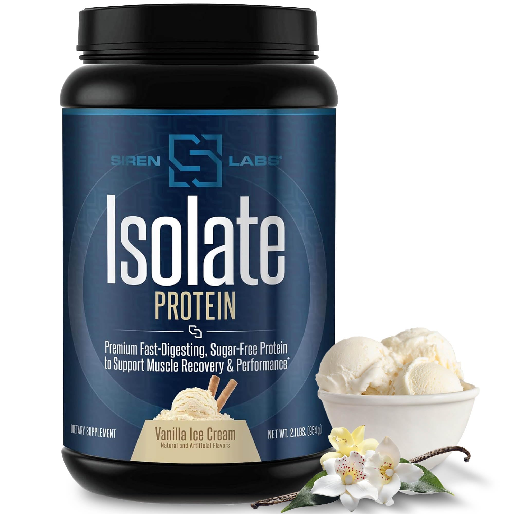 SIRENLABS Isolate Premium Whey Protein Powder Keto Isolate and Hydrolysate with Amino Acids Including Glutamine for Lean Muscle Growth and Recovery - Vanilla Ice Cream (30 Servings)