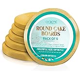 O’Creme Cake Board, Gold Foil Round Cake Circles with Gorgeous Design, Sturdy & Durable 1/2” Thick Cake Drums, Round Cake Boards with 12” Diameter, Pack of 5 Disposable Cake Drums