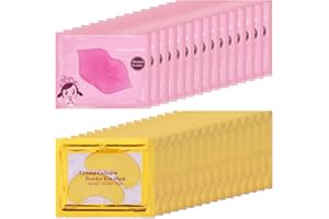 Eakroo 30 Pairs Lip Masks & Eye Mask, Under Eye Masks and Power Crystal Gel Lip Masks, Under Eye Patches for Puffy Eyes, Dark Circles, Eye Bags, Wrinkles, Revitalises & Refreshes Your Skin (Set C)