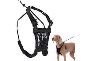 Sporn Large/XL No Pull Dog Harness for Large Dogs - Black Mesh Body, Durable Nylon, Breathable, Easy to Put On, No Choke, Padded, Adjustable, XL Dog Harness for Extra Large Breeds