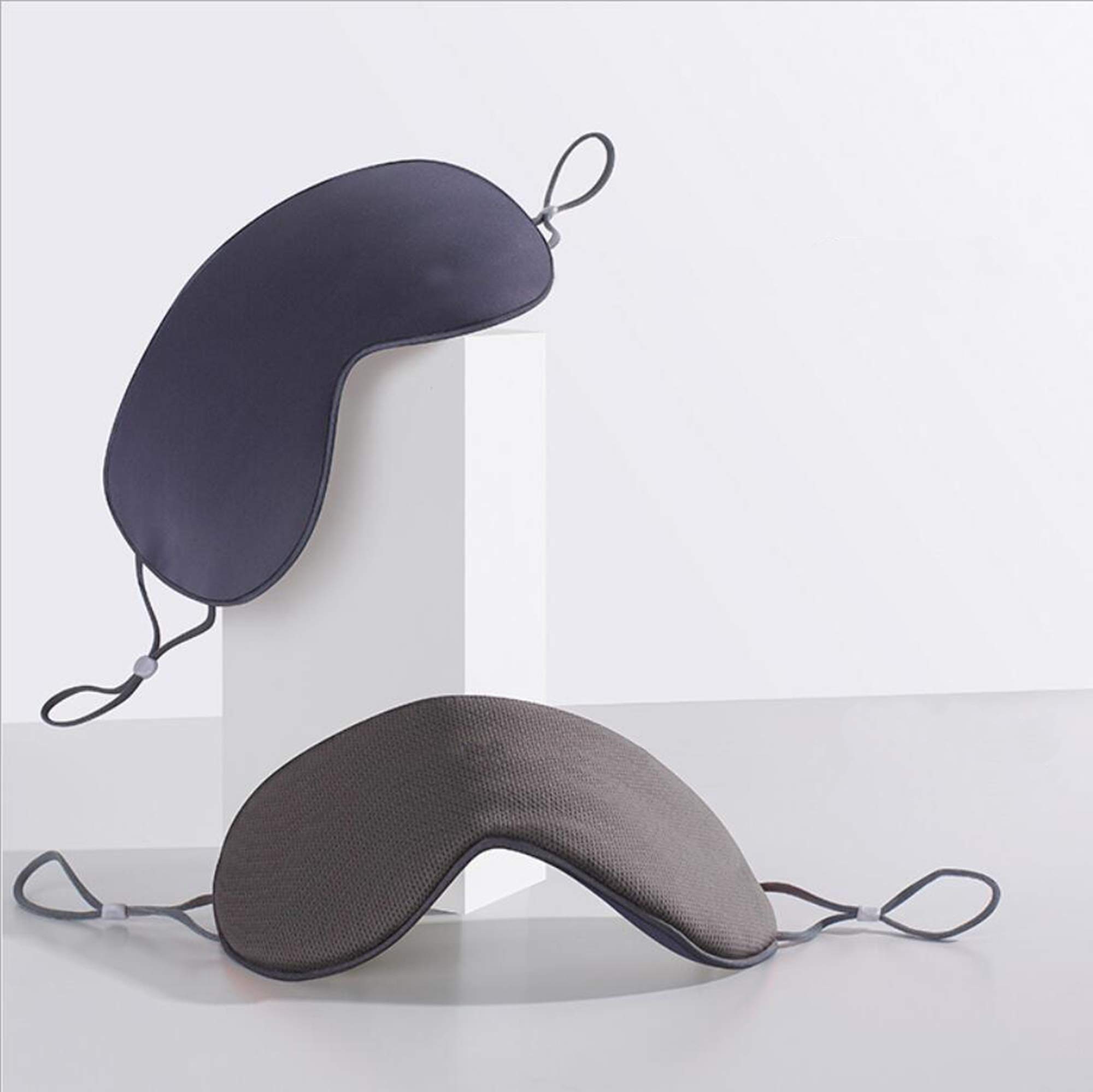 Sleep Eye Mask, Blindfold with Adjustable Ear Loops Warm and Cool Double-Sided, for Travel and Nap (Dark Grey + Light Grey)