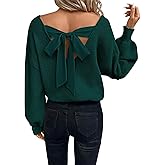 Womens Pullover Sweaters Casual Long Sleeve V Neck Loose Fit Knit Tops