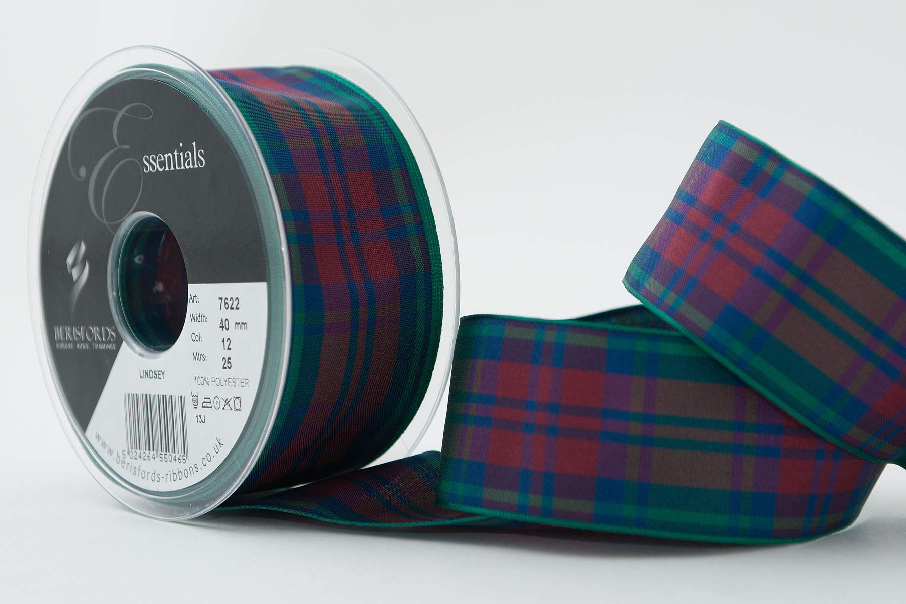Berisfords Polyester Tartan Ribbon, Lindsey, 40 mm — image 1