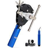 OMT 45&deg; Flaring Tool Kit, Single Flare Set For 1/8" To 3/4" Tubing | Steel And Aluminum Alloy Build, Self-Centering Yoke, Burnishing Cone, Tubing Cutter And Deburring Tool