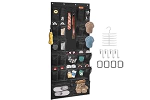 BOHEMIABY Over Door Shoe Organizer 52 Pocket, Non Slip Breathable Save Space, Up to 40 Pounds, Over The Door Shoe Organizer with Polyester, Hanging Shoe Rack for Closet with 24 Shoes, Black