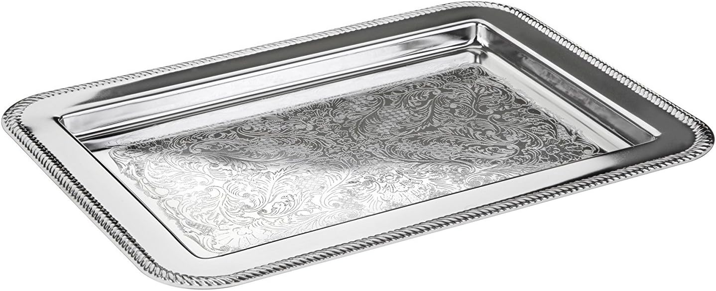 Amanda Tableware Downton Abbey Style Vanity Tray Silver Plated Made in England 10" x13 1/2"