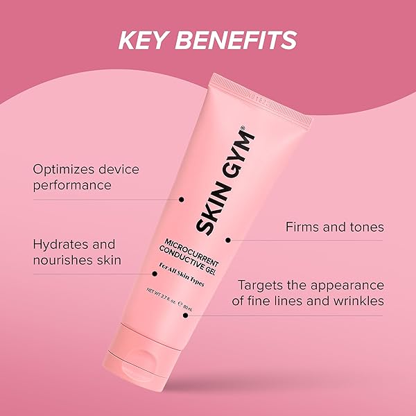 SKIN GYM MICROCURRENT CONDUCTIVE GEL FOR FACE & BODY, HYDRATING GEL FOR MICROCURRENT DEVICES, ENHANCES SKIN COMFORT & SKINCARE PERFORMANCE, 2.7 OZ