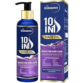 StBotanica 10 In 1 Bioactive Hair Oil with 10 Pure Oils in 1 (No Mineral Oil & Parabens) - 200ml