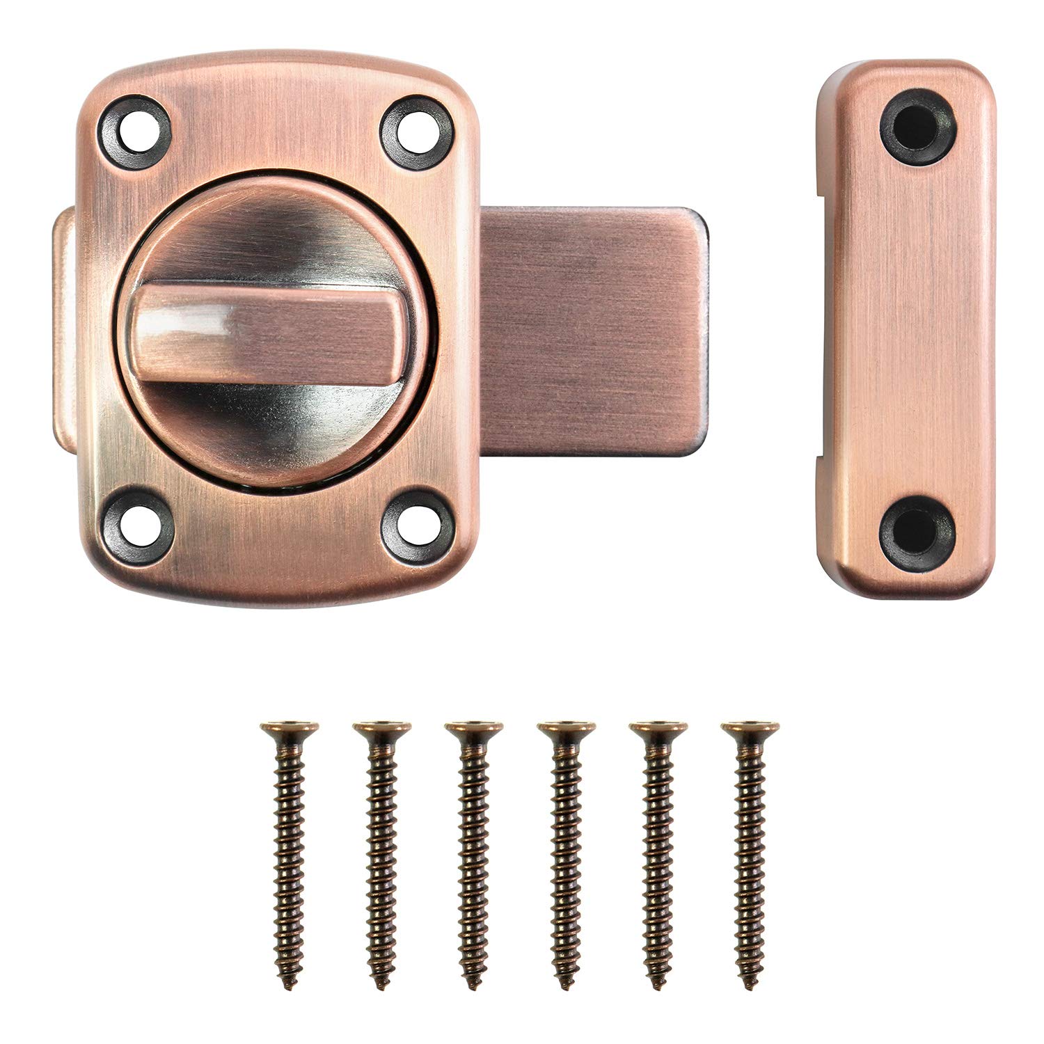 QWORK Revolving Interior Door Latch Latch for Bathroom Bedroom Toilet Door Latch Bronze Red โ image 1