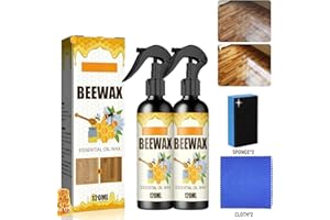 Ttuch 2PCS Beeswax Spray, Beeswax Spray Cleaner, Natural Micro-Molecularized Beeswax Spray, Furniture Polish Spray(120ml*2+Sponge*2+Cloth*2)