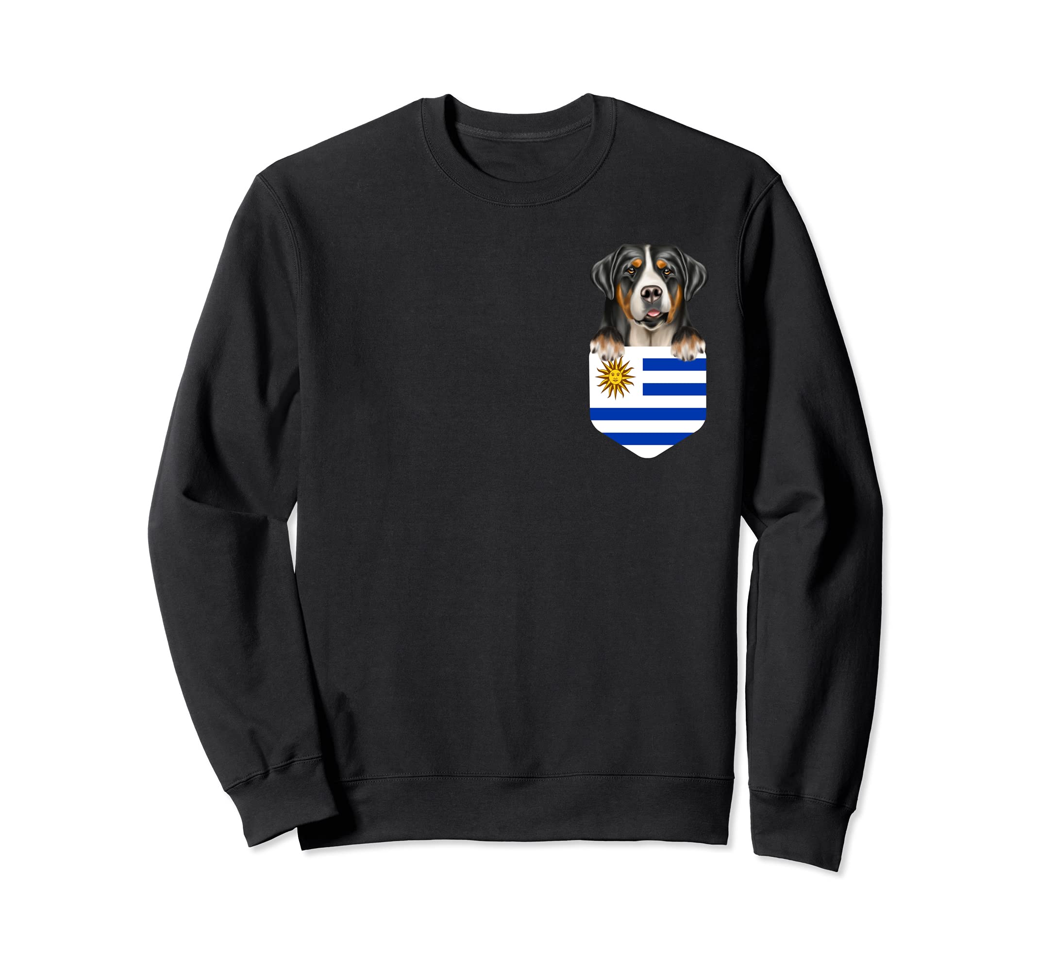 Uruguay Flag Greater Swiss Mountain Dog Dog In Pocket Sweatshirt