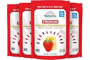 NATIERRA Premium Freeze-Dried Bananas and Strawberries | Non-GMO & Vegan | 1.2 Ounce (Pack of 4)