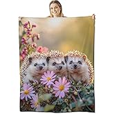 Hedgehog Blanket for Kids Adults, Flannel Hedgehog Blankets Gifts, Hedgehog Throw Blanket for Sofa Couch Bed Living Room Soft Warm Cozy Hedgehog Decor 50" x 60"