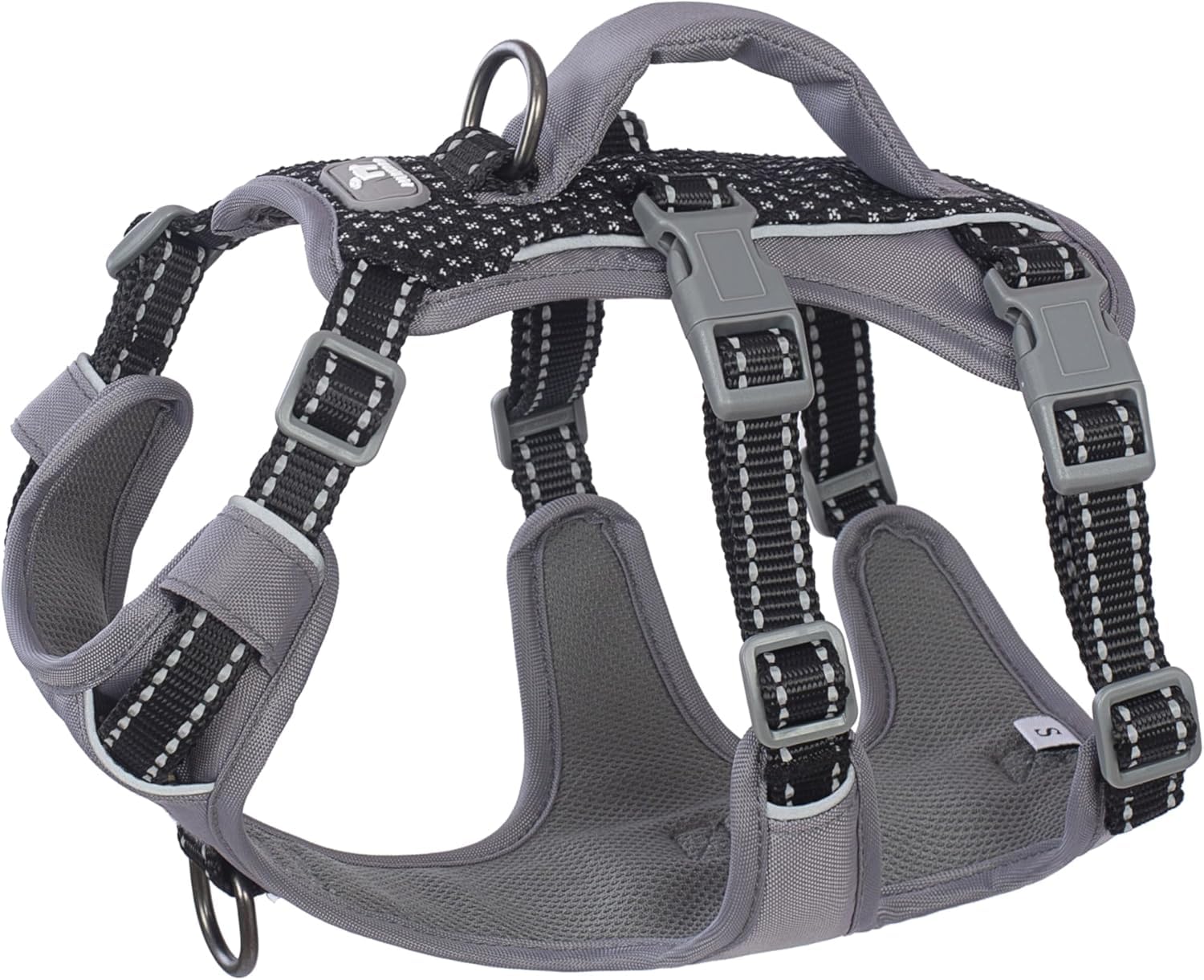 Huntboo Escape Proof Dog Harness Medium, Anti-Pull Dog Harness with Handle, Breathable, Adjustable, Reflective Dog Harnesses, Lightweight Dog Harness for Small and Large Dogs Outdoor (Black,XS)