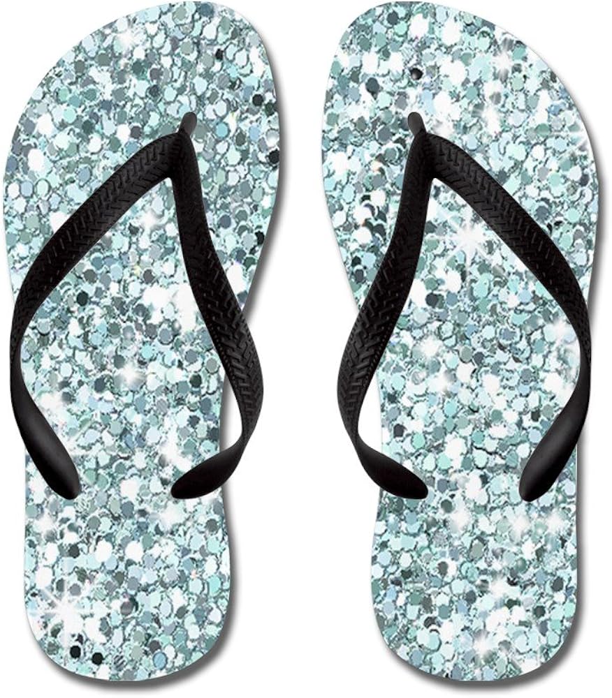 silver sequin flip flops