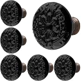 Piutouyar Black Ceramic Cabinet Knobs, 34mm / 1.3 Inch, 10Pcs | Retro Design, Kitchen &amp; Dresser Use, Drawer &amp; Cupboard Hardware, Furniture Decorative Pulls