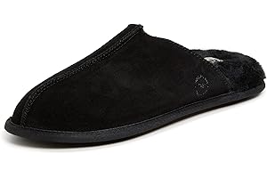 Dearfoams Men's Genuine Suede Indoor Outdoor Comfort Memory Foam Bradford Scuff House Slipper