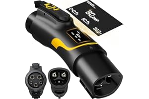 Nacs to J1772 Adapter,Tesla to J1772 Adapter with 80A 240V, Smart Charger Adapter LCD Display,IP65 Waterproof with Interlock,