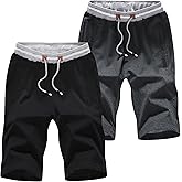 FoxQ Mens Casual Drawstring Shorts with Zipper Pockets Elastic Waist