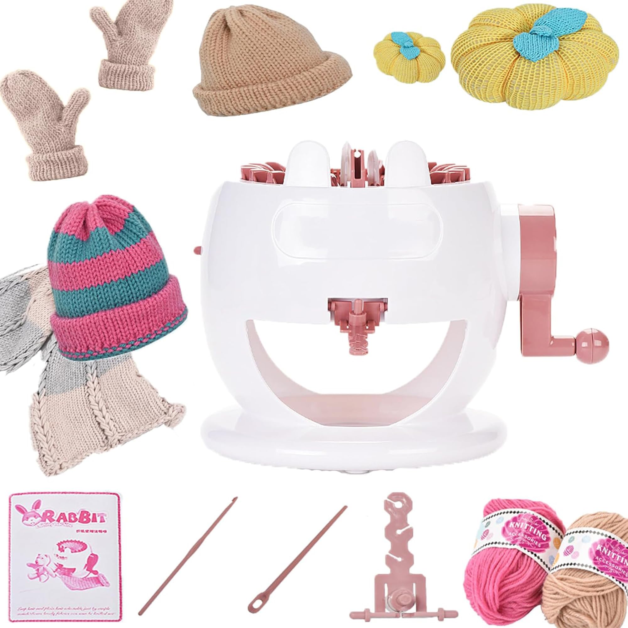 FGXY Knitting Machine, 22 Needles Knitting Smart Weaving Loom DIY Crochet Knitting Scarves Hats Socks Gloves Rotating Hand Addi Knitting Machine for Adult Kid