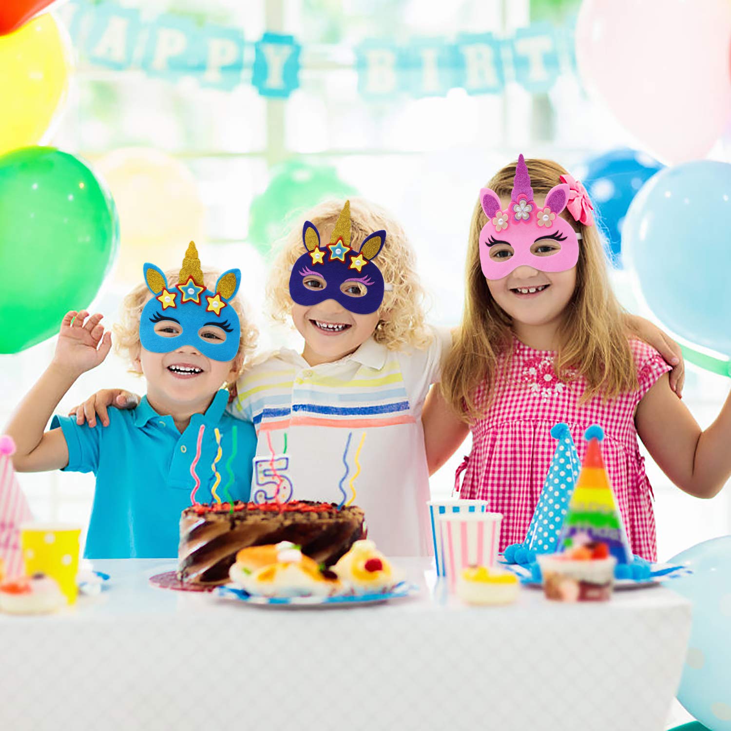 Halloween Party Mask, Fascigirl 8PCS LED Cartoon Eye Mask Unicorn Peacock Eye Mask for Kids Party Favors Costume Halloween Party Supplies for Adults Kids