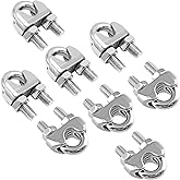 Bonsicoky 6 Pack 3/8 Inch M10 Stainless Steel Wire Rope Cable Clip Clamp, U Bolt Saddle Fastener