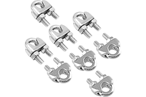 Bonsicoky 6 Pack 3/8 Inch M10 Stainless Steel Wire Rope Cable Clip Clamp, U Bolt Saddle Fastener