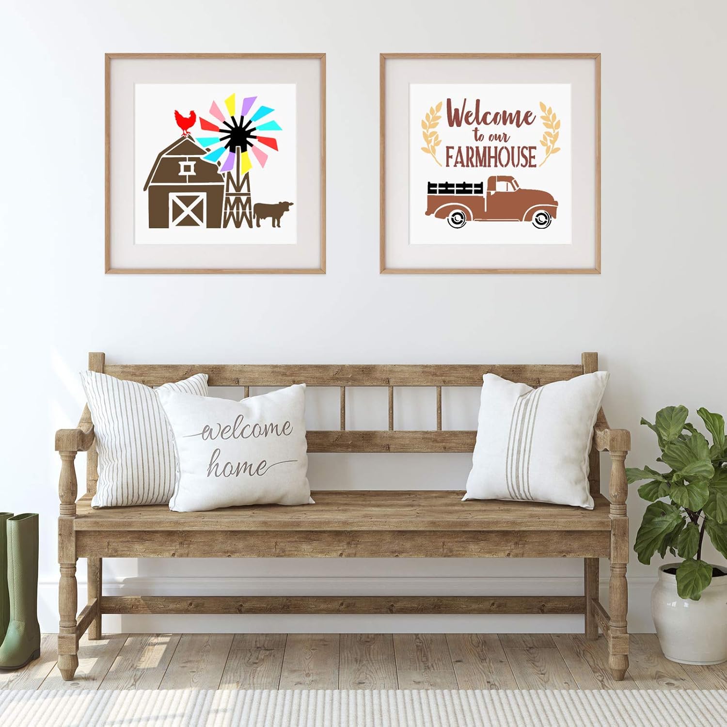 10 Pieces Farmhouse Stencils Farm Reusable Stencils Farm Theme Painting Stencils for Scrapbooking Drawing Tracing DIY Furniture Wall Floor Fabric Decors, 2 Sizes and 10 Patterns : Kitchen & Dining