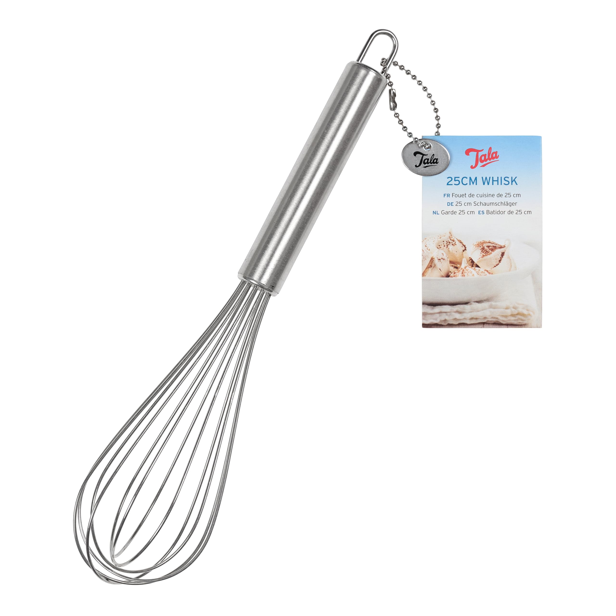 Tala 25 cm Stainless Steel Whisk, Balloon Whisk Made with Stainless Steel Wires and traditionally Balloon Shaped to aid Effortless Whisking, Stirring, Blending and Beating, Measures 25cm / 10 inches