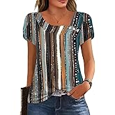 Womens Petal Sleeve Tops Summer Trendy T Shirt Casual Loose Square Neck Button Blouse Tees