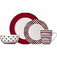 Pfaltzgraff Kenna Red 16-Piece Porcelain Dinnerware Set, Service for 4