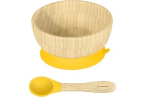 Abiie Octopod Bamboo Dish - Fun Kids Bowls for 4 months and up, Bamboo Suction Bowl, High-Chair Bamboo Baby Bowls, Mess-Free Toddler Suction Bowls, Ergonomic Baby Feeding Supplies, 5.7 x 3 x 5.7 in