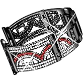 Duoan Luxury Jewelry Crystal Bracelet Compatible with Apple Watch Band 38/40/41/42/44/45/46/49mm iWatch Series 11/10/9/8/7/6/5/4,Bling Hollow-out Metal Wristband Strap with Sparkling Rhinestones Women