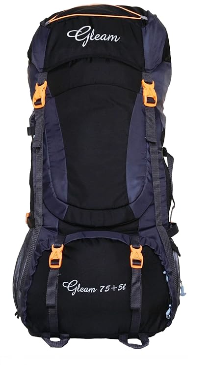 Gleam 0402 Climate Proof Mountain Rucksack, Backpack 80Ltrs Black & Grey with Rain Cover