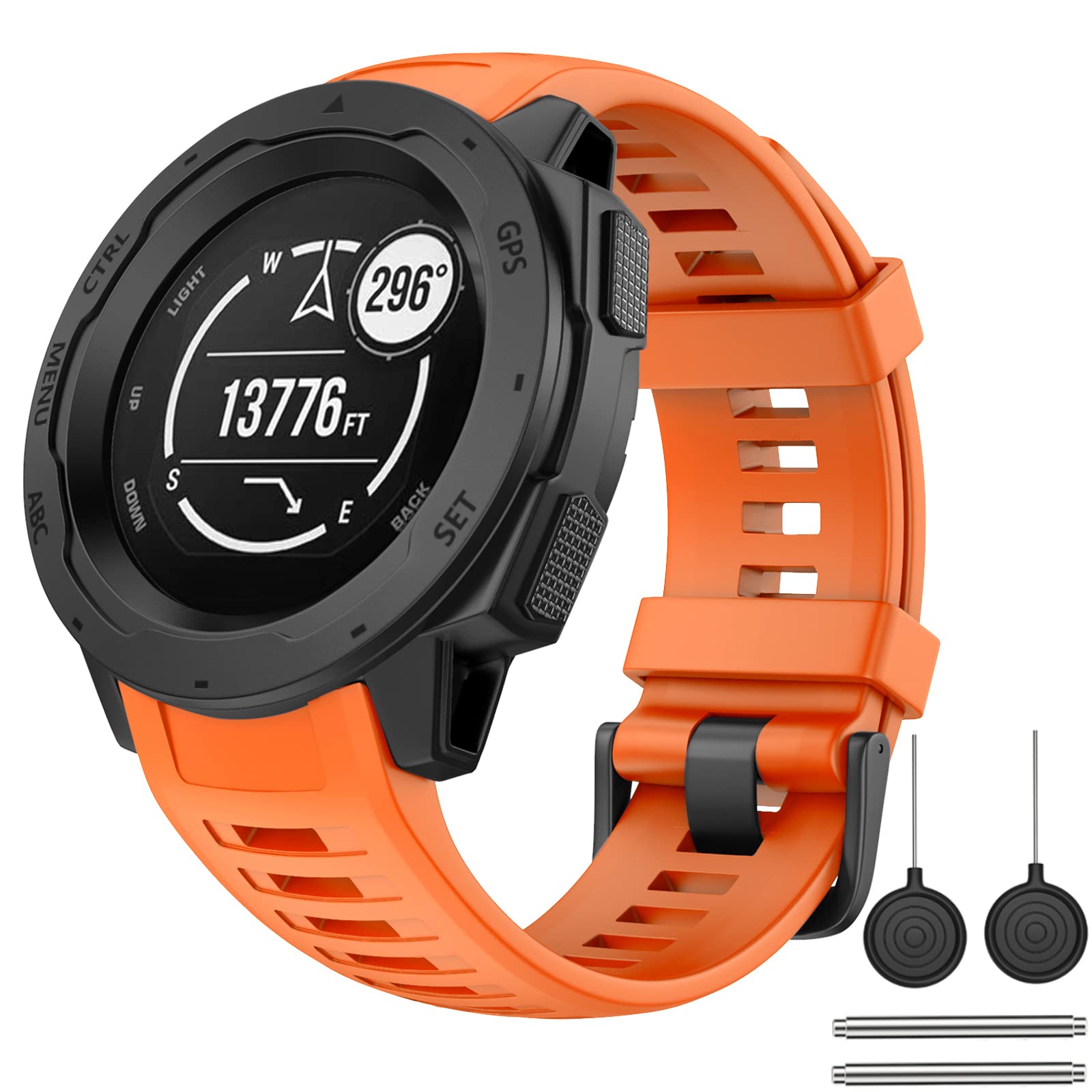 OVERSTEP Compatible with Garmin Instinct Band, Soft Silicone Replacement Watch Strap Compatible with Garmin Instinct/ Solar/ Tactical /Instinct 2, Amber yellow